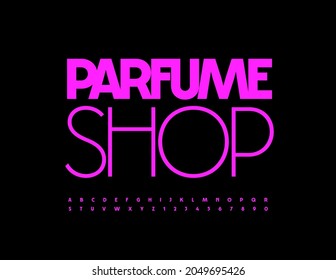 Vector original Logo Perfume Shop. Unique Bright Font. Modern Alphabet Letters and Numbers set