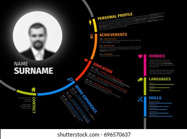 Vector original minimalist cv / resume template - dark creative version