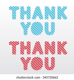 Vector original modern set - thank you. Oblique stripes. Color blue, red. Eps 10.