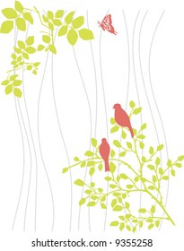 vector original nature decoration with branch and bird