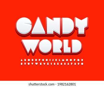 Vector Original Sign Candy World. Trendy Bright Font. Artistic Alphabet Letters And Numbers Set