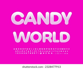Vector original Sign Candy World. Trendy Bright Font. Artistic Alphabet Letters and Numbers set