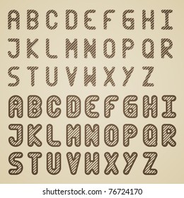 vector original striped font alphabet