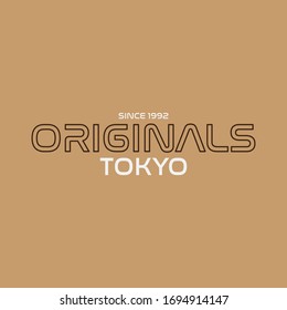 Vector Originals Tokyo Typography Isolated On Light Brown Background