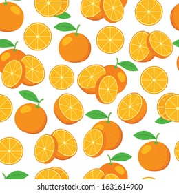 Vector ornages with slice piece seamless pattern background on white surface