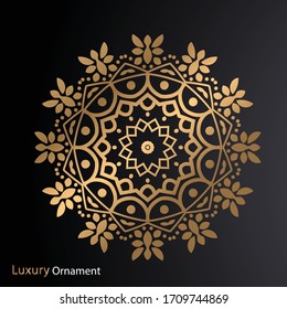 Mandala dorada con adorno vectorial abstracto