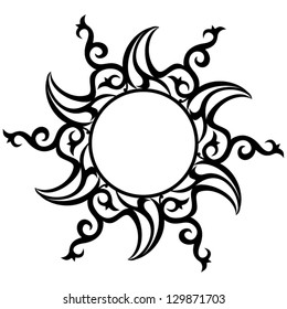 Vector ornament, abstract sun, flower, star. Tattoo.