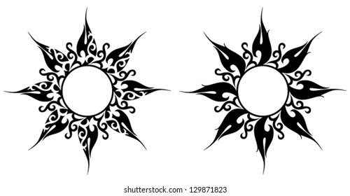 Vector ornament, abstract sun, flower, star. Tattoo.