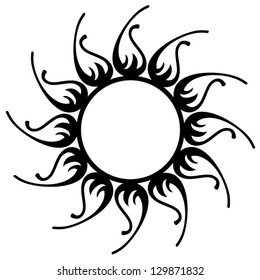 Vector ornament, abstract sun, flower, star. Tattoo.