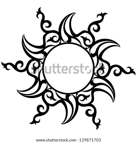 Vector ornament, abstract sun, flower, star. Tattoo.