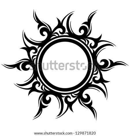Vector ornament, abstract sun, flower. Tattoo.