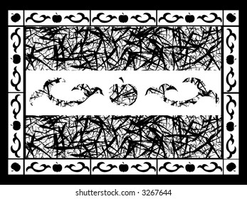 vector ornament with apple and branch