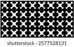 Vector ornament arrangement, batik pattern design, basic black circle shape, white background.