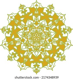 Vector ornament  based on mandala.  Aureate fragments in turquoise edging. The ability to change to any size without loss of quality.