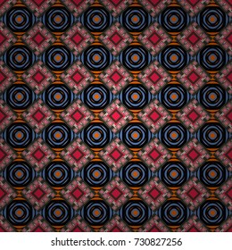 Vector ornament in black, green and blue colors. Embroidery for fashion textile and fabric. Embroidery seamless pattern with abstract diagonal tiles.