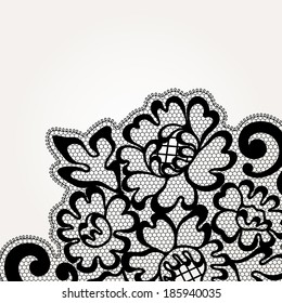 Vector ornament. Black lace corner.