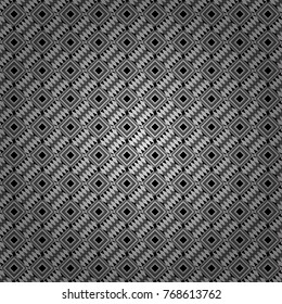 Vector ornament in black, white and gray colors. Embroidery for fashion textile and fabric. Embroidery seamless pattern with abstract diagonal tiles.
