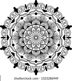 Vector ornament. Black and white Mandala