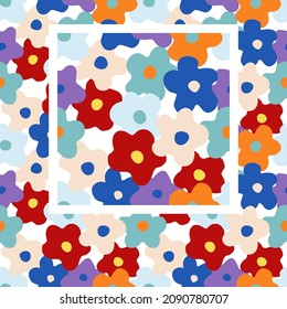 Vector ornament in children's style with flowers