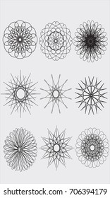Vector ornament circle set. Vector geometric symbols.