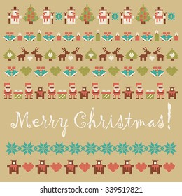 Vector ornament collection of christmas items. Santa Claus, Christmas tree,snowman