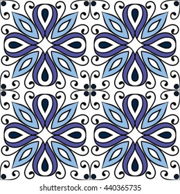 Vector Ornament for decor on the ceramic tiles, with the circuit in the Oriental style.