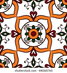 Vector Ornament for decor on the ceramic tiles, with the circuit in the Oriental style.