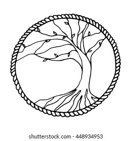 Vector ornament, decorative zentangle tree of life. Perfect for coloring books, prints, t-shirt