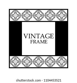 Vector ornament design element. Antique ornamental frame and place for text