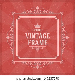 Vector ornament design element. Antique floral frame and place for text. Flourishes calligraphic. 