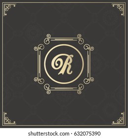 Vector ornament design element. Antique floral frame and place for text. 