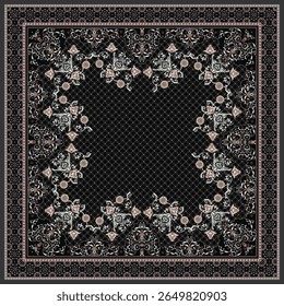 Vetor Ornamento Bordado Floral Bandana Print
