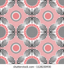 Vector ornament in ethnic style. The main element of the composition is a sunflower. Perfect for background, texture, textiles, wallpaper.