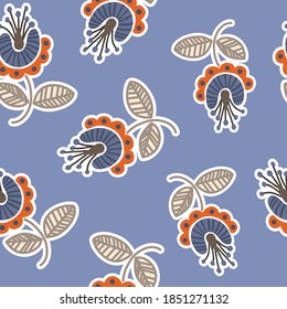 Vector ornament floral seamless pattern for fabric, textile, wrapping papper. Scandinavian style. Vector illustration.