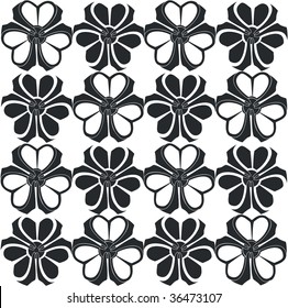 Vector. Ornament flower black 04