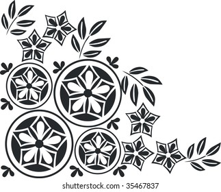 Vector. Ornament flower black 05