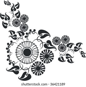 Vector. ornament flower black 10