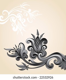 Vector ornament in folk floral style