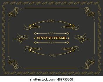 Vector ornament frame.Vintage greeting card template.
