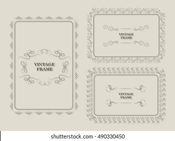 Vector ornament frame.Vintage greeting card template.