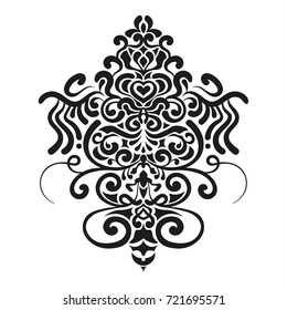 Vector ornament. Hand drawn decoration element in black and white.