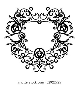 Vector. Ornament heart in black  69