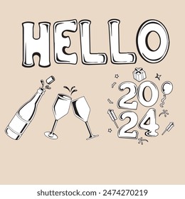 Imagen de ornamento de Vector para la celebración del Año Nuevo 2024