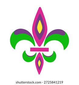 Imagen de adorno de Vector para el carnaval de Mardi Gras. Logotipo coloreado del elemento de la ropa para el partido. Icono aislado sobre fondo blanco