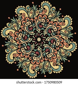 Vector ornament orange cute  violet flowers painting drawing  background pattern beautiful cool print for fabric, fabric factories, tablecloth bedding black