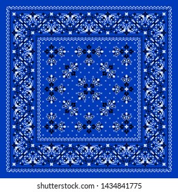 Vector ornament paisley Bandana Print, silk neck scarf or kerchief square pattern design style for print on fabric.