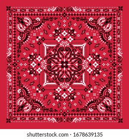 Vector ornament paisley Bandana Print. Silk neck scarf or kerchief square pattern design style, best motive for print on fabric or papper.