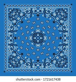 Vector ornament paisley Bandana Print. Silk neck scarf or kerchief square pattern design style, best motive for print on fabric or papper. svg