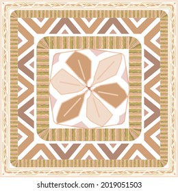 Vector ornament paisley Bandana Print. Silk neck scarf or kerchief square pattern design style, best motive for print on fabric or papper.