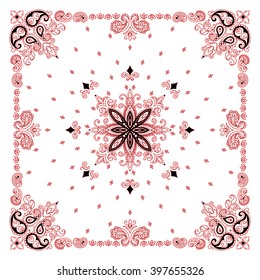 Espectador adorno paisley Bandana Imprimir, pañuelo de cuello de seda o pañuelo de color cuadrado estilo de diseño para tela. Arte de ropa.